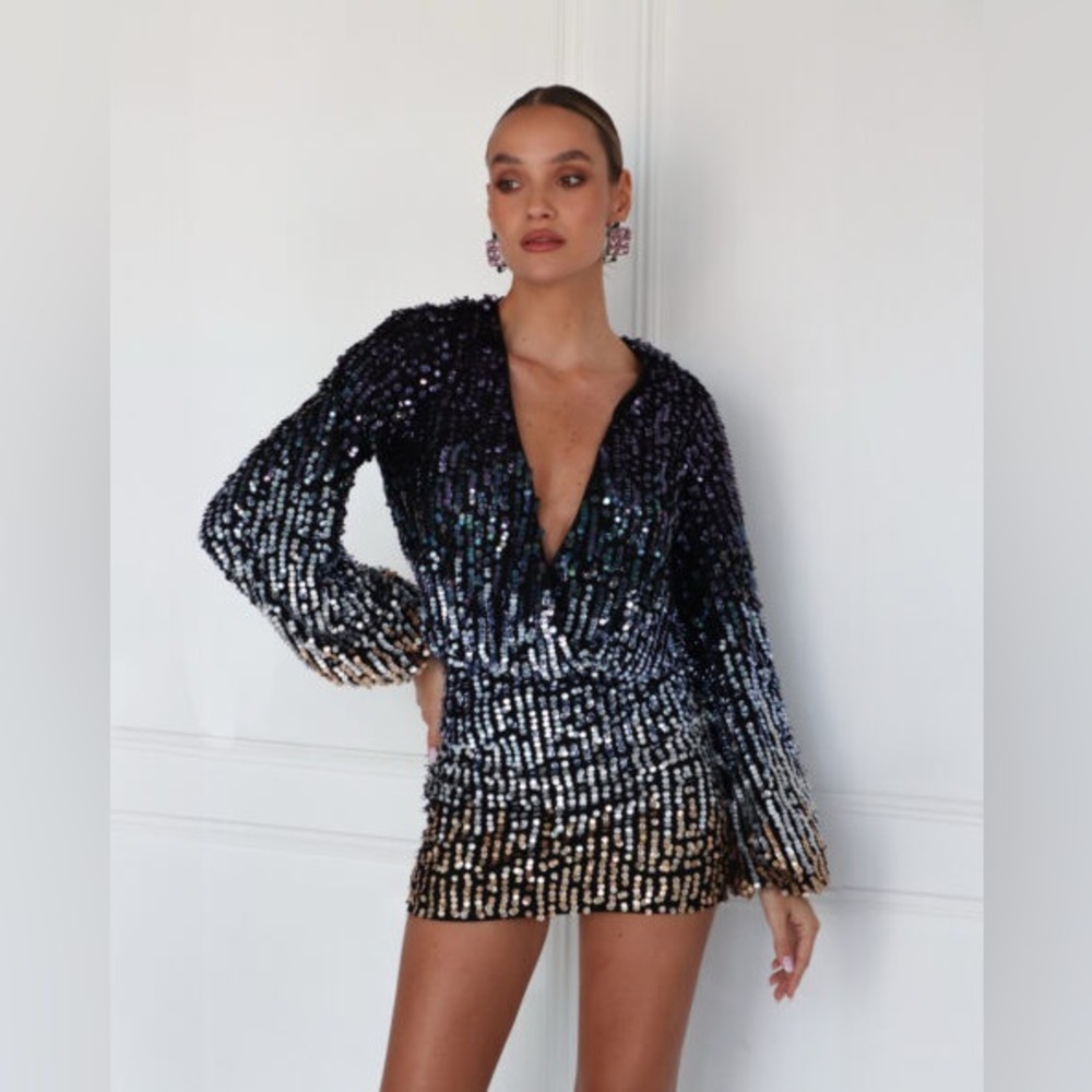 Camila Coelho Trinia Embellished Sequin Mini Dress NWT Size Small